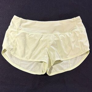 Lululemon Athletica Yellow Cream Speed Up Shorts